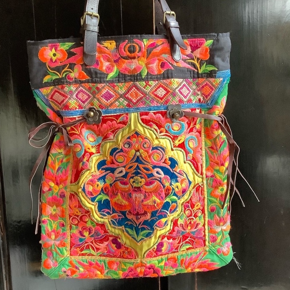 Oversized Tote Bag Made From Vintage Hmong Textiles